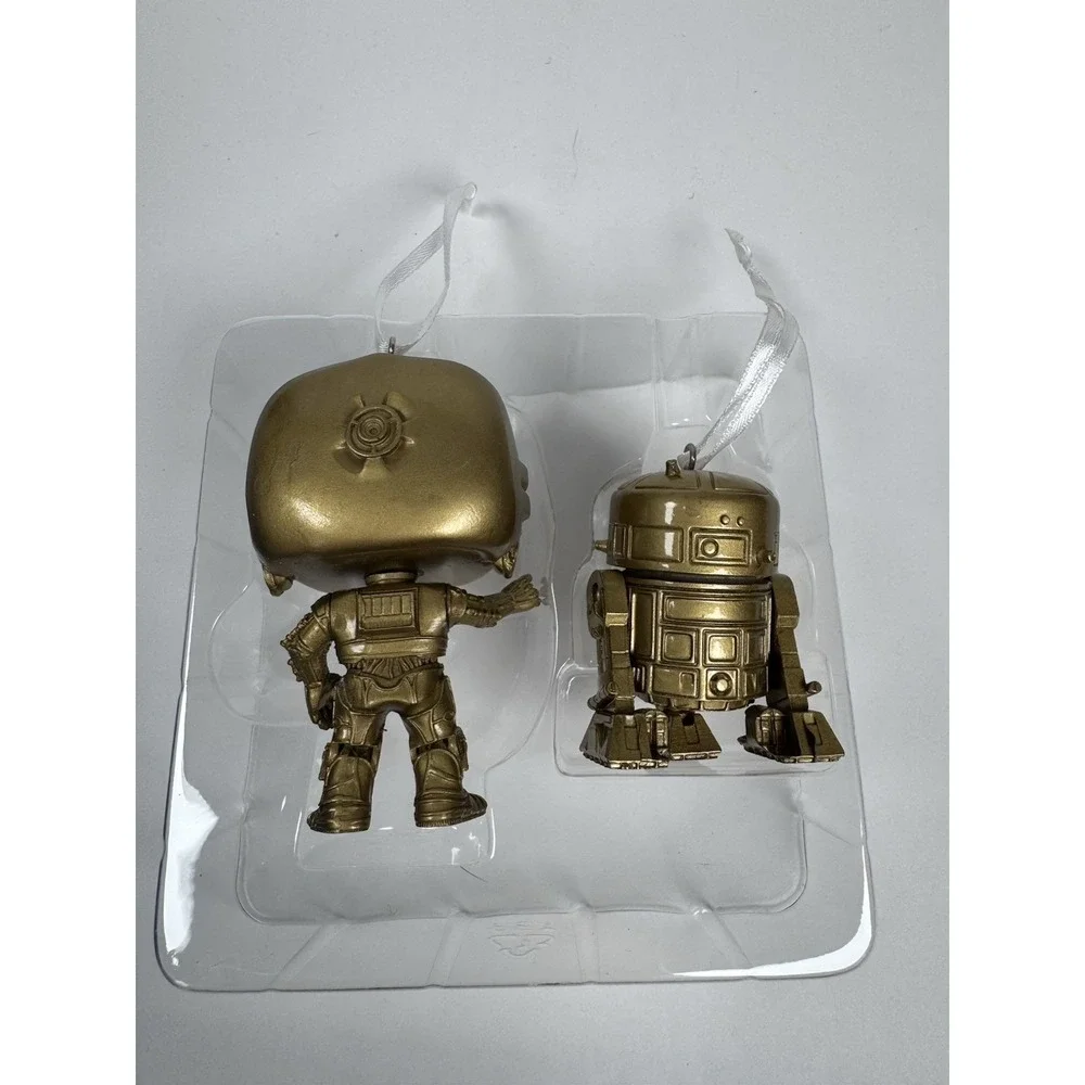 NIB Hallmark Ornaments 2022 Funko Pop Star Wars‎ C-3P0 R2-D2 Gold Christmas Tree